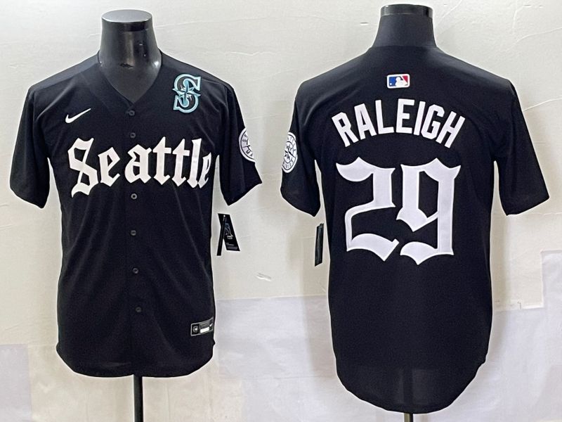 Men 2025 Seattle Mariners #29 Raleigh Black Five generations Joint Name Nike MLB Jersey style 62344->seattle mariners->MLB Jersey